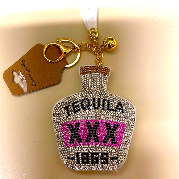 Tequila Bag Charm/Keychain Bling Crystals New Lg 4” x 3” - Picture 3 of 8